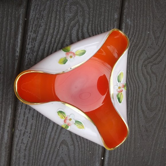 encased glass trifold candy trinket dish ashtray art glass - Picture 6 of 10